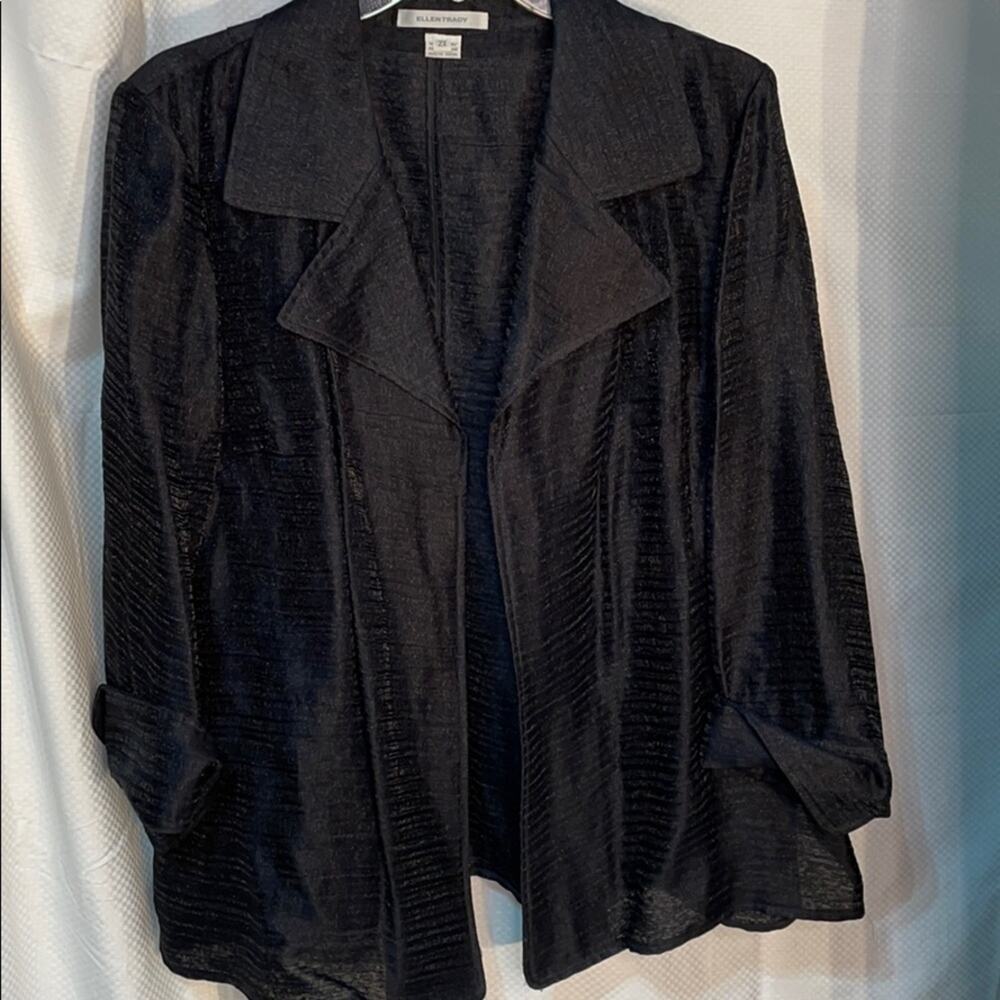 Ellen Tracy 2x sheer shimmer black jacket euc